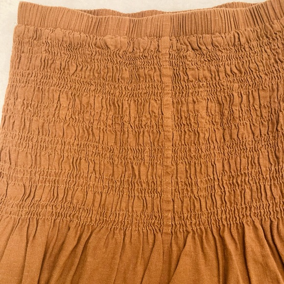 Brown Linen Blend Strapless Dress - Picture 3 of 3